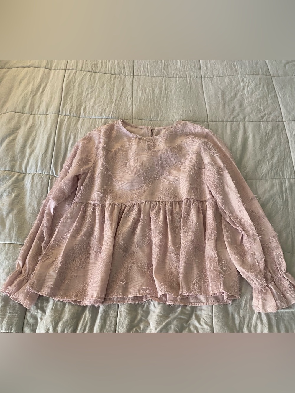 SHEIN Light Blush Textured Peplum Top